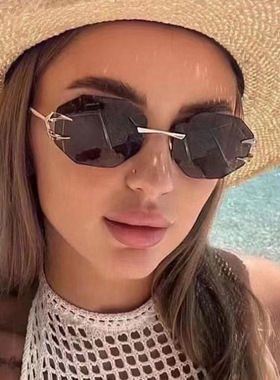 日系moleubak恶魔爪太阳镜个性八边形无框切边太阳眼镜时尚遮阳