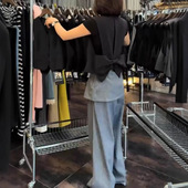 洋气后背蝴蝶结马甲条纹阔腿裤 新款 女潮 kitty夏季 日系cherry