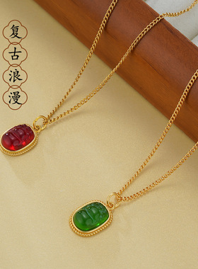 日系cherry kitty新款仿和田玉貔貅项链轻奢时尚潮流百搭锁骨链