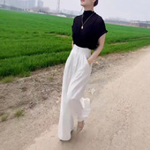 kitty夏季 时尚 新款 色上衣高腰阔腿裤 设计感短袖 日系cherry