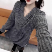 v领t恤减龄显瘦打底衫 日系cherry 长袖 时尚 洋气 kitty秋冬新款