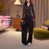 kitty秋季 宽松西裤 新款 上衣时尚 女潮 撞色v领修身 日系cherry