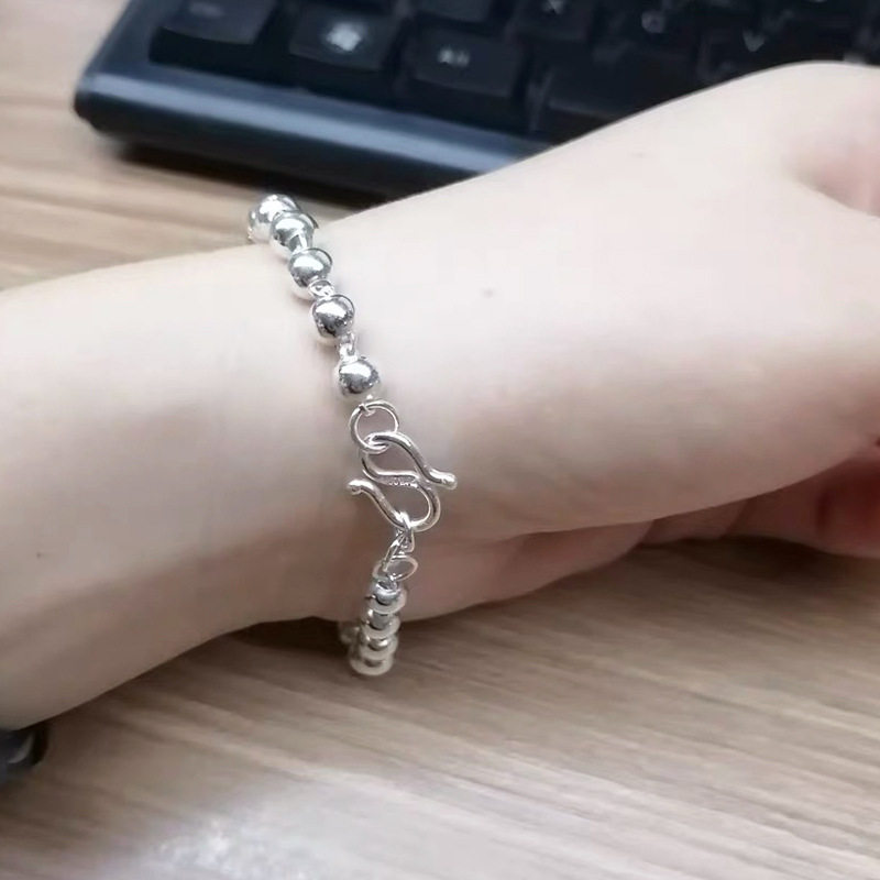 日系设计师topwhit豆豆珠s99银小圆珠手链女童光珠简约宝宝手饰