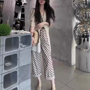 kitty夏季 薄款 日系cherry 新款 女 防晒修身 上衣波点显瘦直筒裤