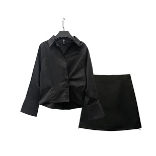 a字显瘦半身裙女 轻奢高级感翻领收腰衬衫 日系cherry kitty新款