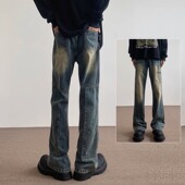 男欧货气质百搭微阔腿直筒长裤 秋季 子 高档水洗工装 牛仔裤 新款 男士