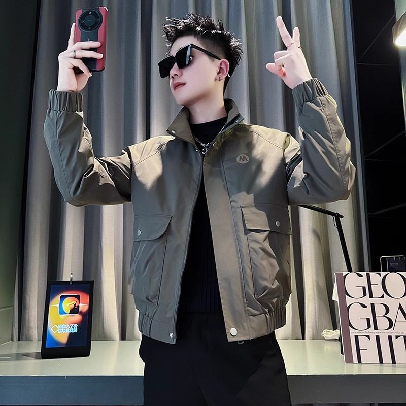 立领夹克外套男士春秋季新款爆款潮牌早春休闲痞帅百搭工装男上衣,男装,夹克,淘宝优惠券,粉丝福利购,淘宝优惠卷
