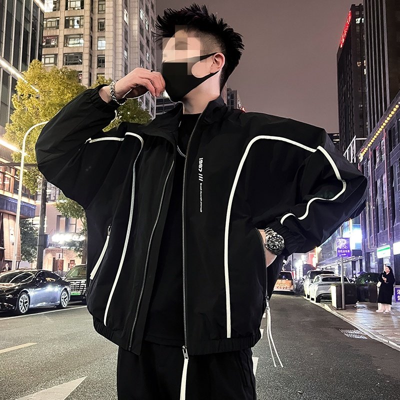 设计感高级外套男款春秋季新款潮流休闲刺绣宽松夹克男装秋装上衣,男装,夹克,淘宝优惠券,粉丝福利购,淘宝优惠卷