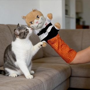 Puppet猫咪互动拳击掰手腕带护臂手套逗猫玩具 Kitty Cat Karate