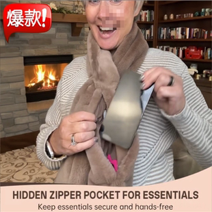 pocket隐藏拉链口袋围巾冬季 新款 保暖 zipper hidden Scarf with
