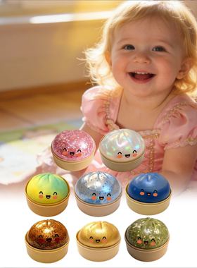 新款解减压捏捏玩具Glitter Dumpling Squishy Box闪粉包子捏捏乐