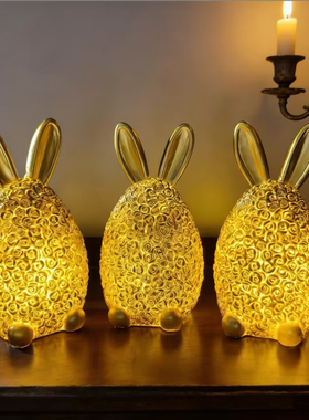 新款可爱 Rose Rabbit Easter Decoration 复活节树脂玫瑰兔摆饰