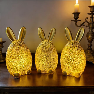 新款可爱 Rose Rabbit Easter Decoration 复活节树脂玫瑰兔摆饰