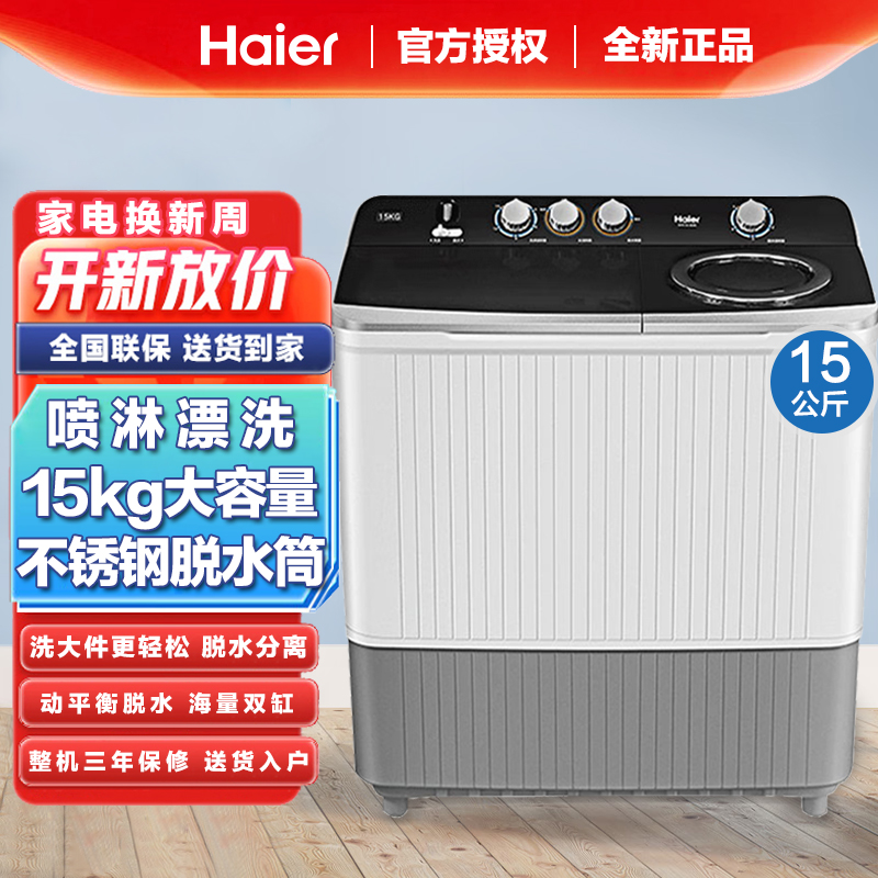 超大容量家用双动力双杠波轮