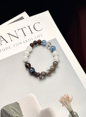 【寒星】原创天然蓝虎眼雪花幽灵降真香银月光复古蓝色系水晶设计