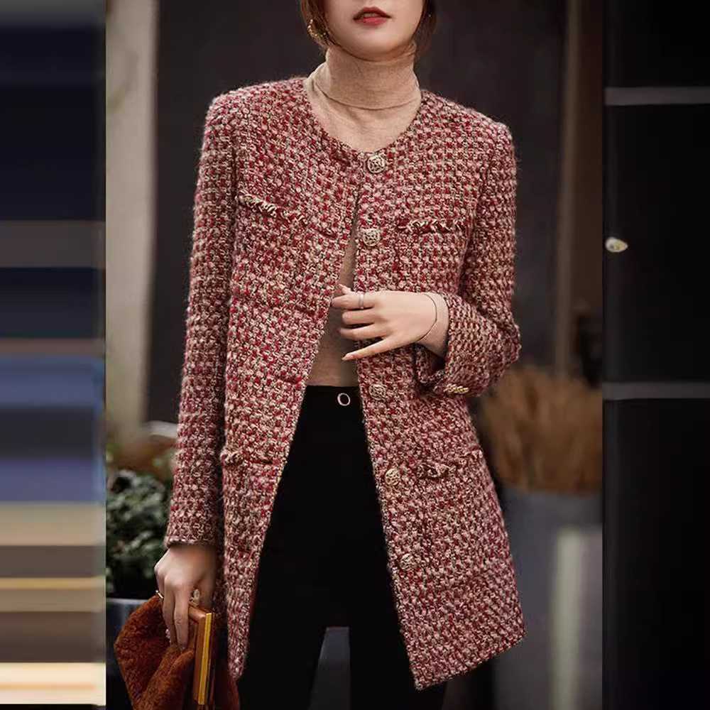 轻奢小香风红色外套女202