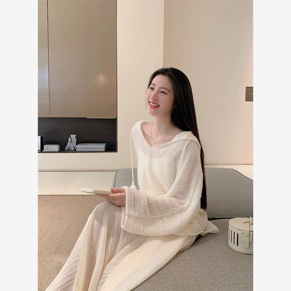 Hua法式纯欲连帽薄款针