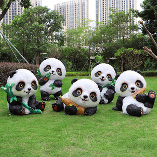 panda garden GRP outdoor landscape sculpture 极速Simulatgion