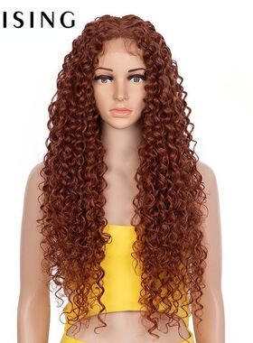 欧美前蕾丝金色辣妹拉美卷假发Front lace golden long curly wig