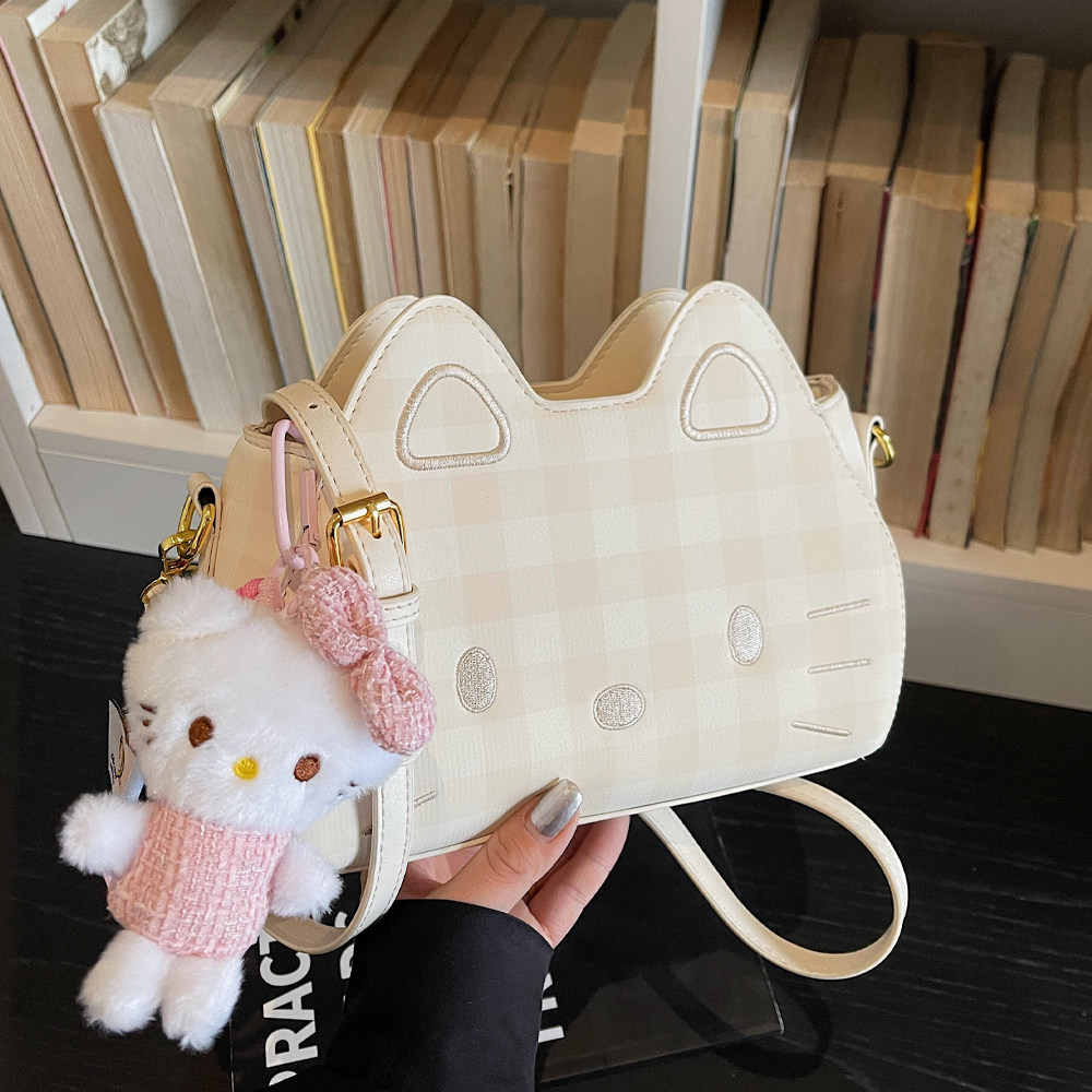 可爱刺绣猫咪斜挎包女小包2026春季新款时尚百搭日常通勤小挎包