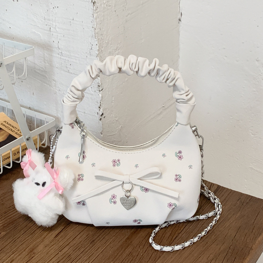 韩系小众印花云朵包女手提小拎包2026春季新款时尚百搭链条斜挎包