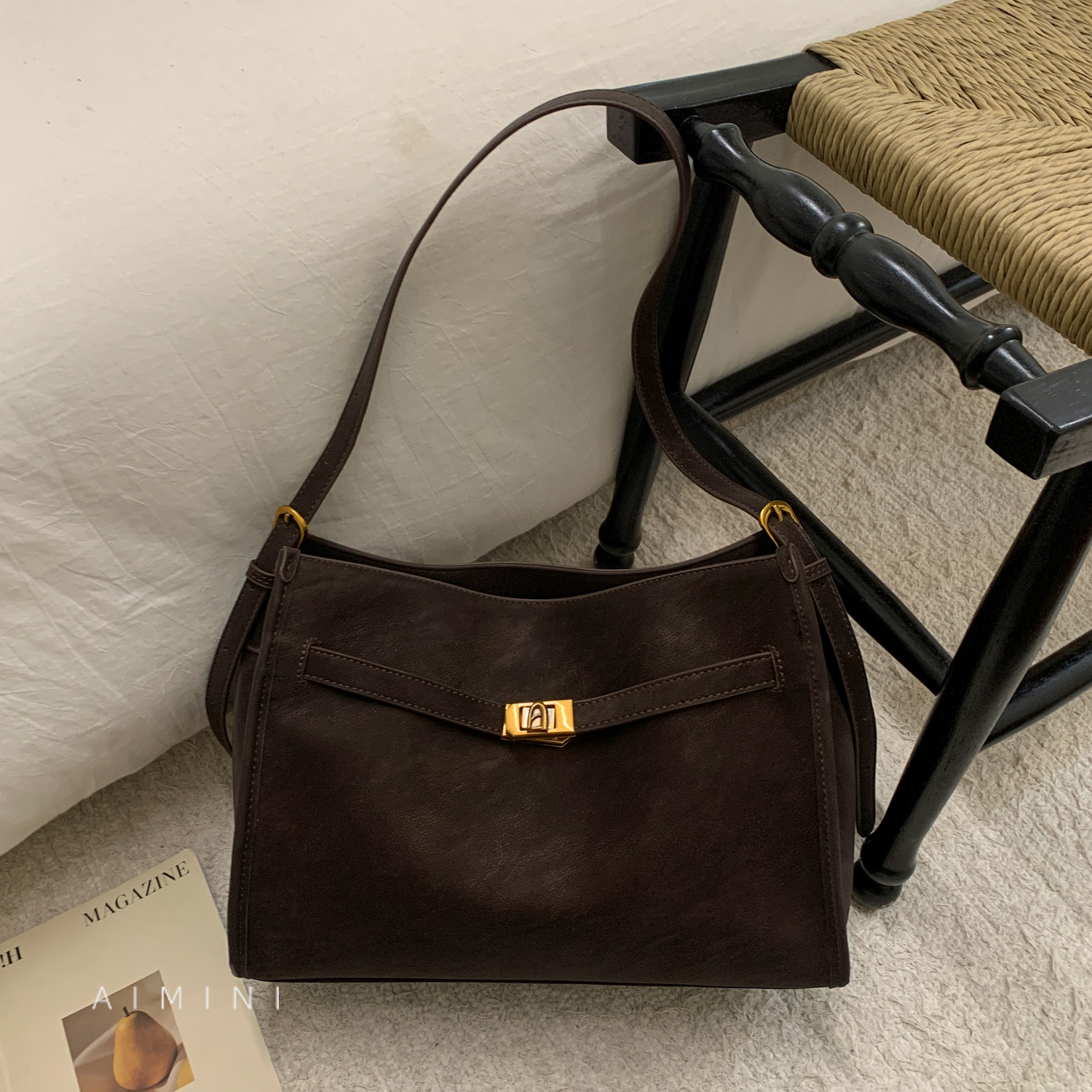 高级感复古小众托特包女