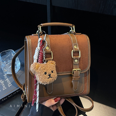 高级感复古双肩包女小型