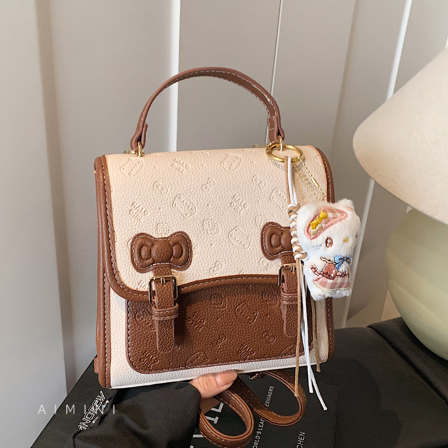 小众撞色双肩包女小型2026春季新款时尚百搭日常通勤小背包斜挎包