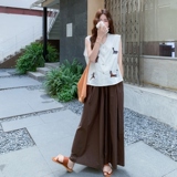 重工刺绣马甲阔腿裤套装女夏2025新款小众不撞款大方得体两件套，女装套装/套裙，2C036
