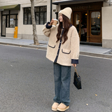 冬季新款米杏色羊羔毛外套RF2C036-Y617-P205-K318，女装毛呢外套，2C036