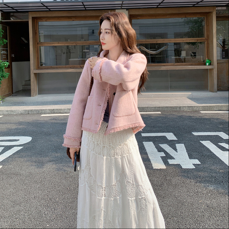 冬季小小粉色双面呢正70羊毛立领拉毛短款RF2C036-Y586-P235-K328,女装毛呢外套,2C036