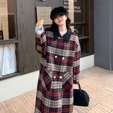 安哥拉红格子复古双面羊毛大衣90羊毛2C036-Y310-P260-K405，女装毛呢外套，2C036