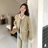 蕾丝拼接小香风毛呢外套女2025春季新款高级感超好看气质短款上衣，女装毛呢外套，2C036