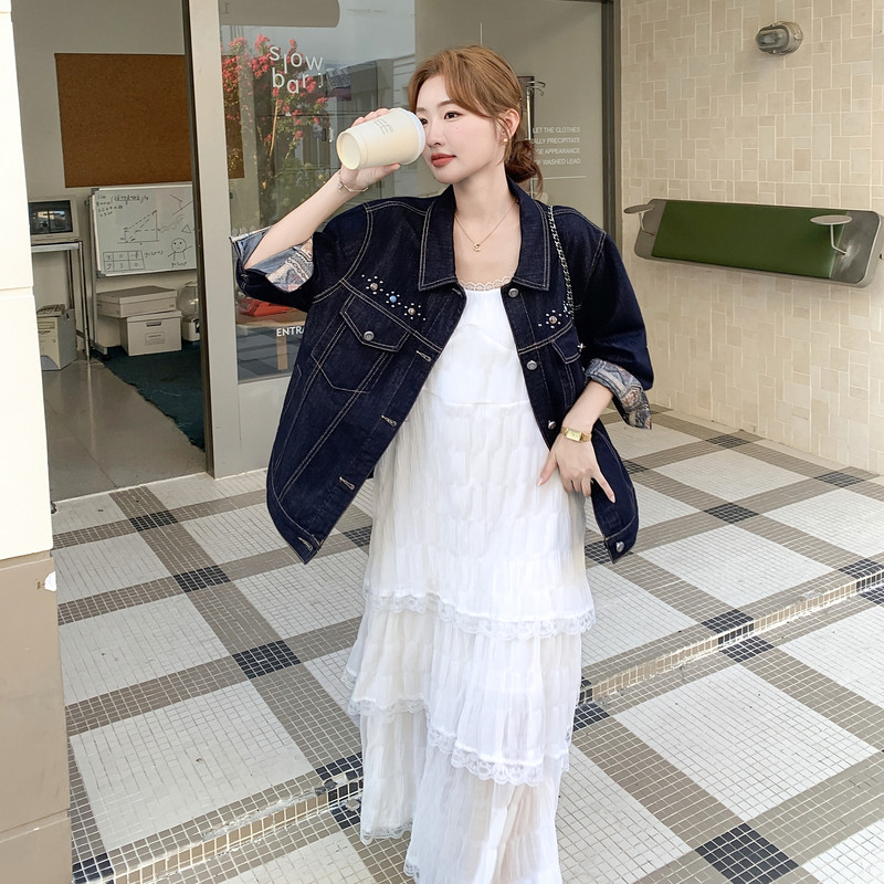 秋装新款清清重工钉珠牛仔外套RF2C036W556-P160-K238,女装短外套,2C036