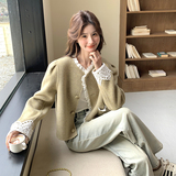 蕾丝花边小香风羊毛呢子外套女2025年春秋季新款韩版显瘦毛呢大衣，女装毛呢外套，2C036