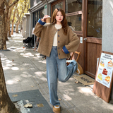 冬装土土焦糖色羊毛圈圈呢撞色小外套RF2C036-W597-P180-K268，女装毛呢外套，2C036