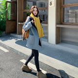 小小双面双色浅蓝拼藏青正70双面羊毛大衣RF2C036-Y603-P250-K378，女装毛呢外套，2C036
