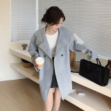 蓝色收腰短款风衣外套女春秋2025新款小个子大衣气质显瘦穿搭休闲，女装风衣，2C036