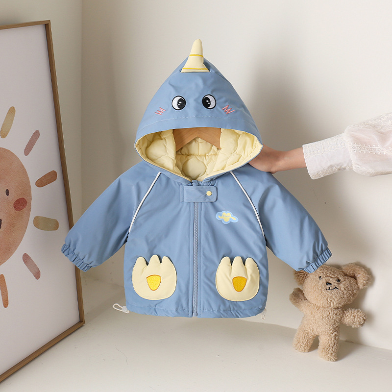 新生儿外套秋冬季加厚类保暖男女宝宝卡通可爱恐龙上衣外出服