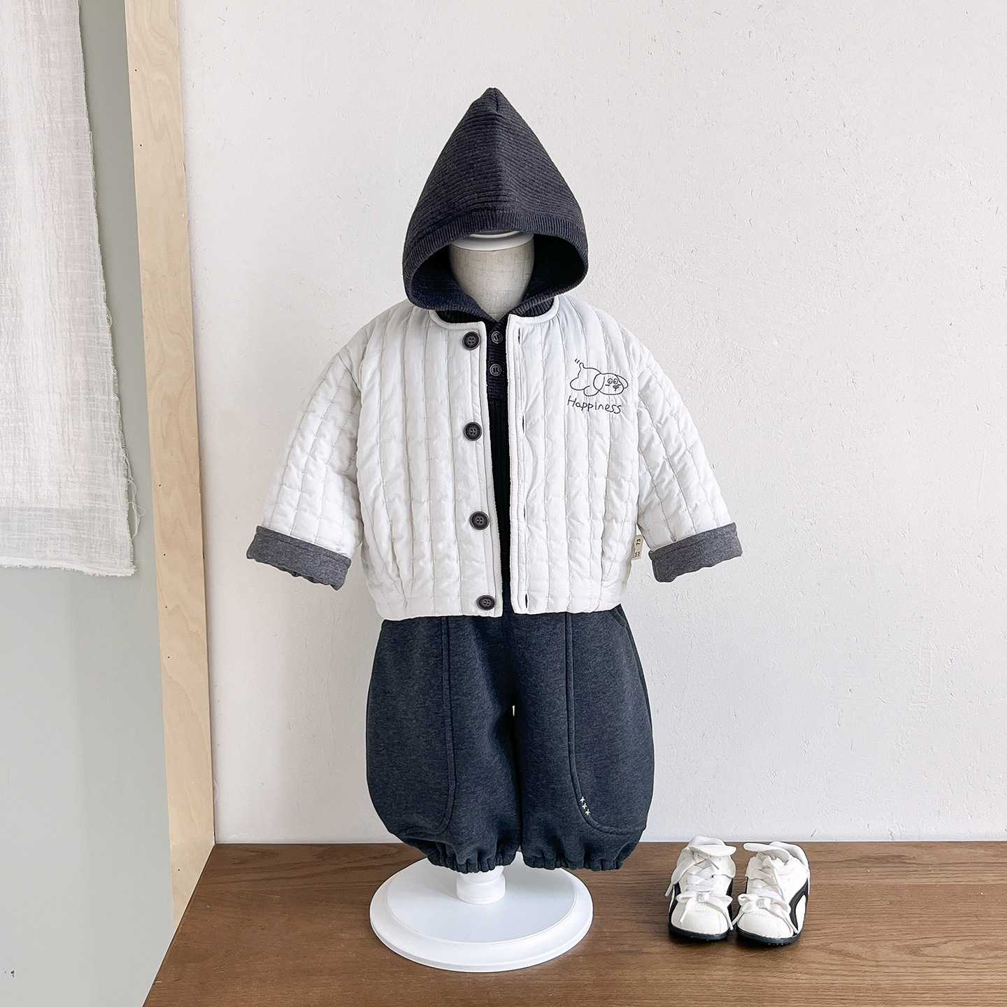 男童秋冬季加厚棉服毛衣加绒保暖