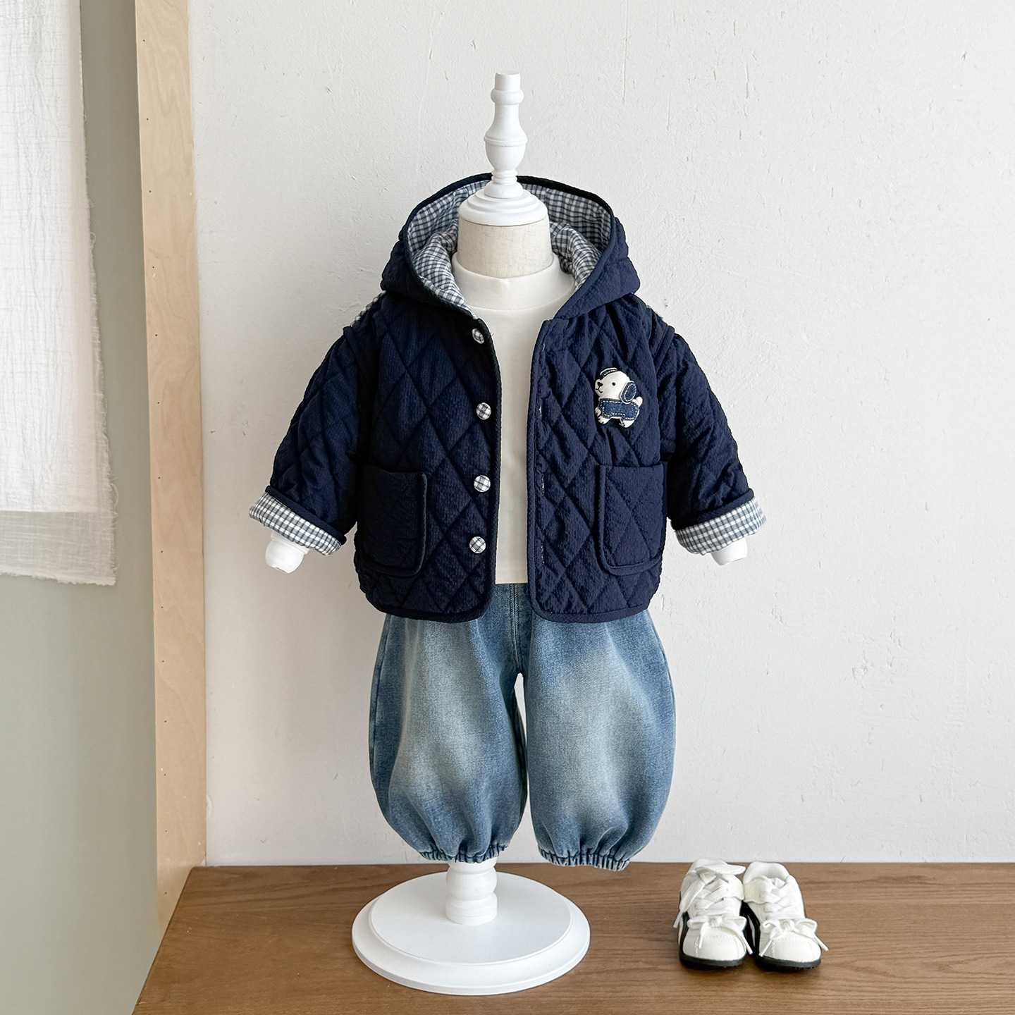 男童秋冬季加厚棉服三件套婴幼儿
