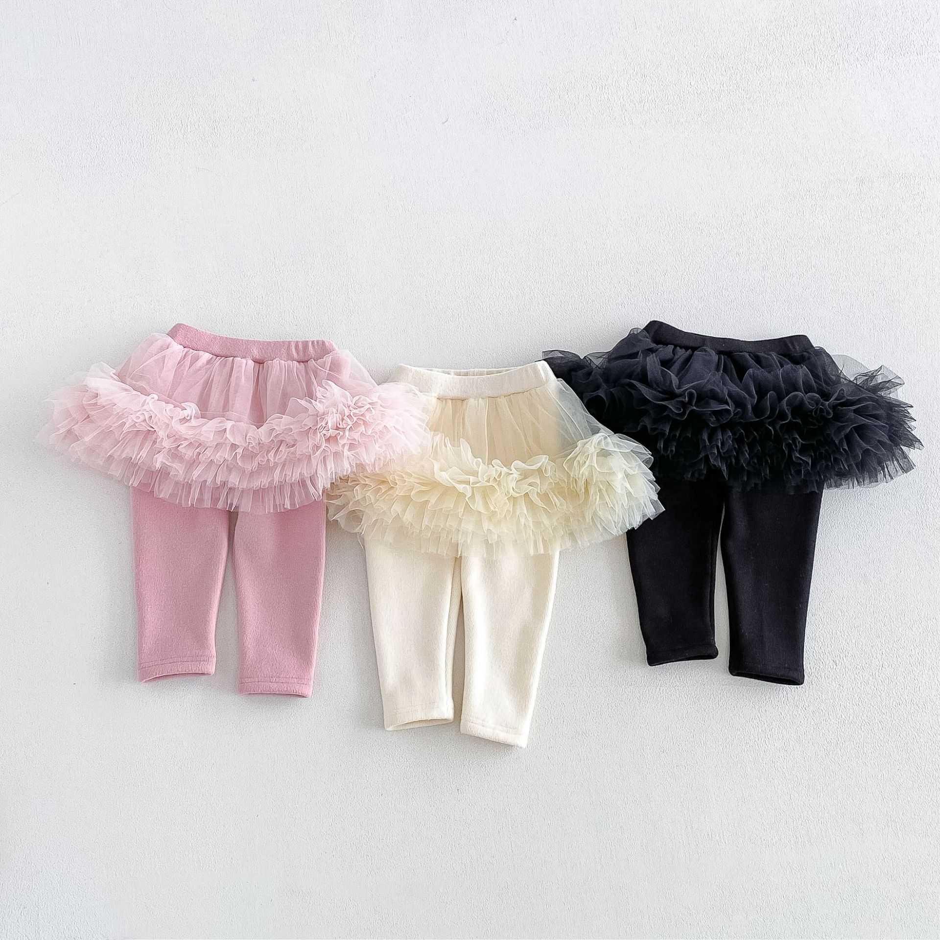 女童冬季加厚奥粒绒网纱打底裤