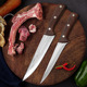不锈钢厨房刀具套装 木柄锋利开刃户外家用切肉刀两件套剔骨分割刀