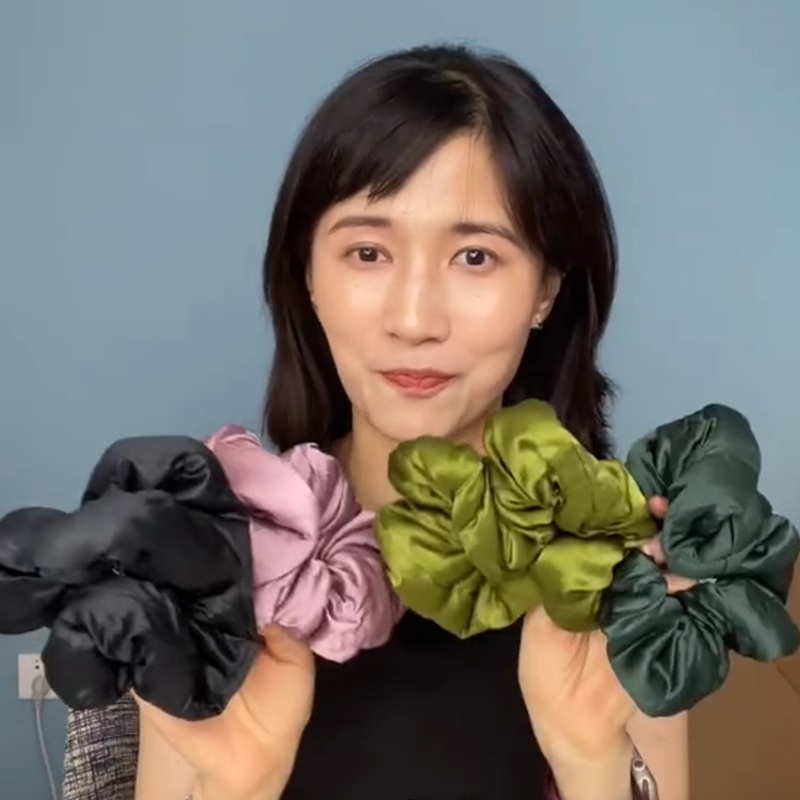 papi酱同款黑色kitsch枕头发圈女