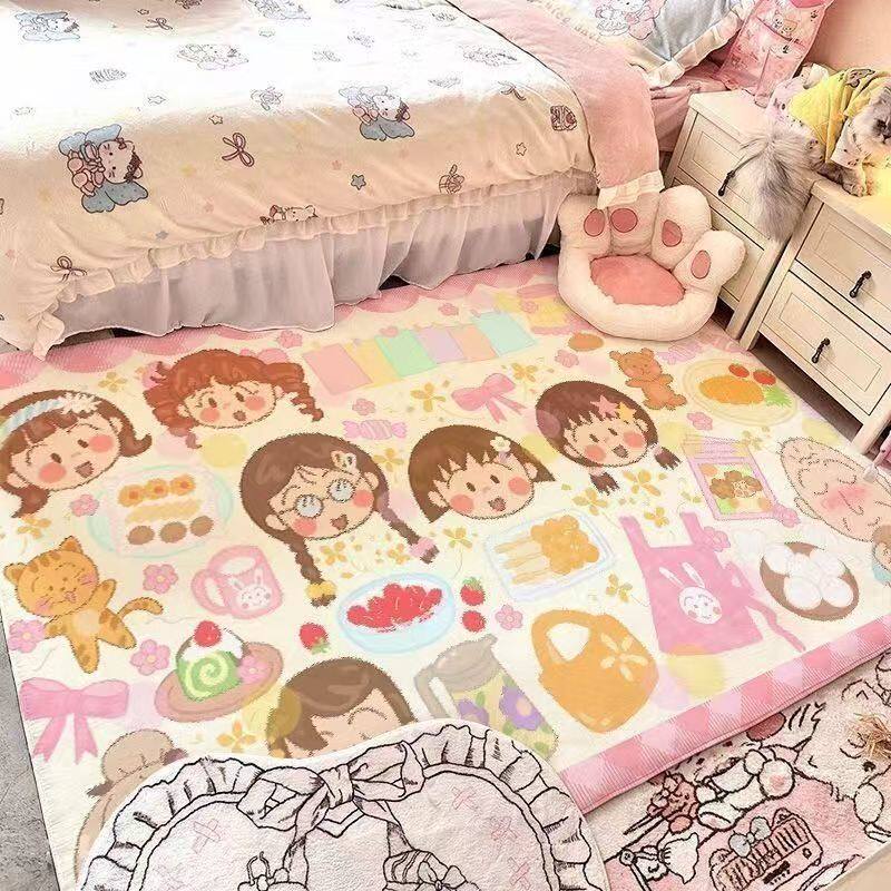 小丸子卧室床边毯客厅沙发茶几衣帽间卡通少女地垫加厚家用仿羊绒