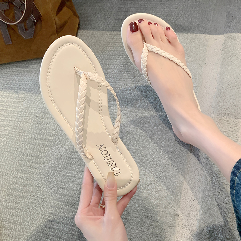 编织罗马平底大码凉拖鞋人字拖夏