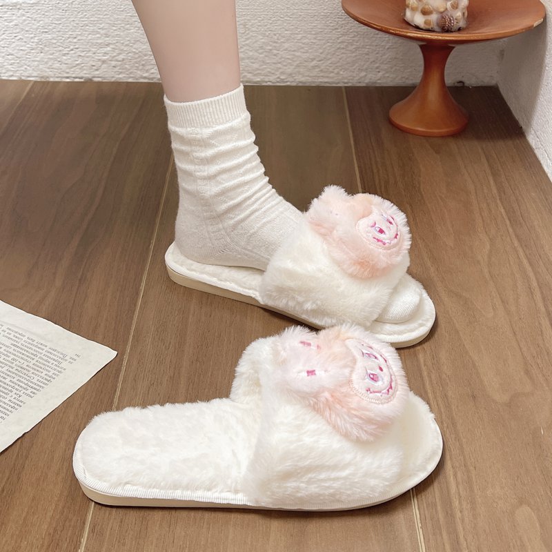 居家拖鞋女秋冬季新款室内保暖防滑软底毛绒棉拖鞋一字拖卧室拖鞋