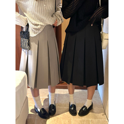 柠檬绿茶-春季时尚大方纯色高腰显瘦百褶A版半身裙TM-1619