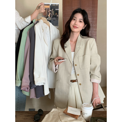柠檬绿茶-26年早春韩系轻氧～贴袋廓形设计感西装8276