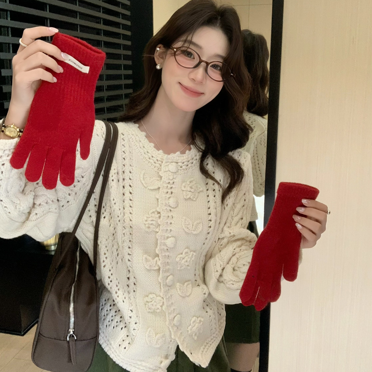 SUSAN-温柔里立体钩花氛围感直接拉满保暖毛衣(只卖开衫)6192s